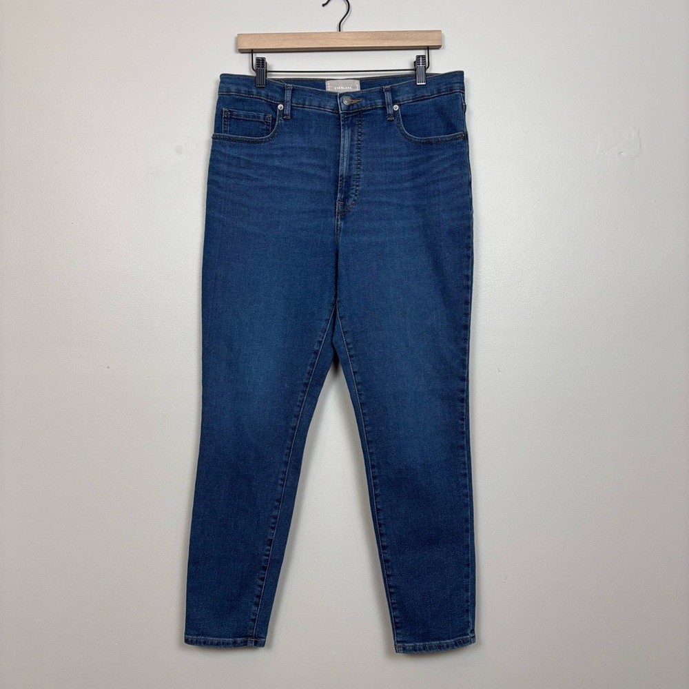 Everlane Jeans Womens 32R Blue High Rise‎ Skinny Ankle Whiskered Stretch Denim